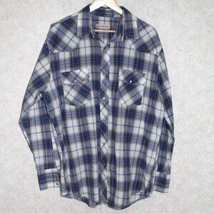 Roper Men's Long Sleeve Button Down Pearl Snap Buttons, Size XL